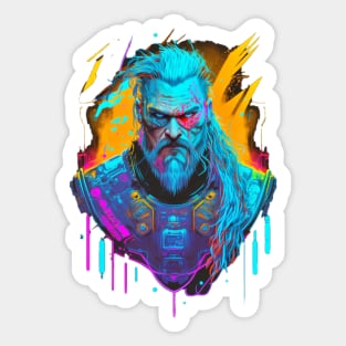 Neon Cyberpunk Viking - V1.10 Sticker